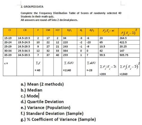 frequency distribution quiz with answers